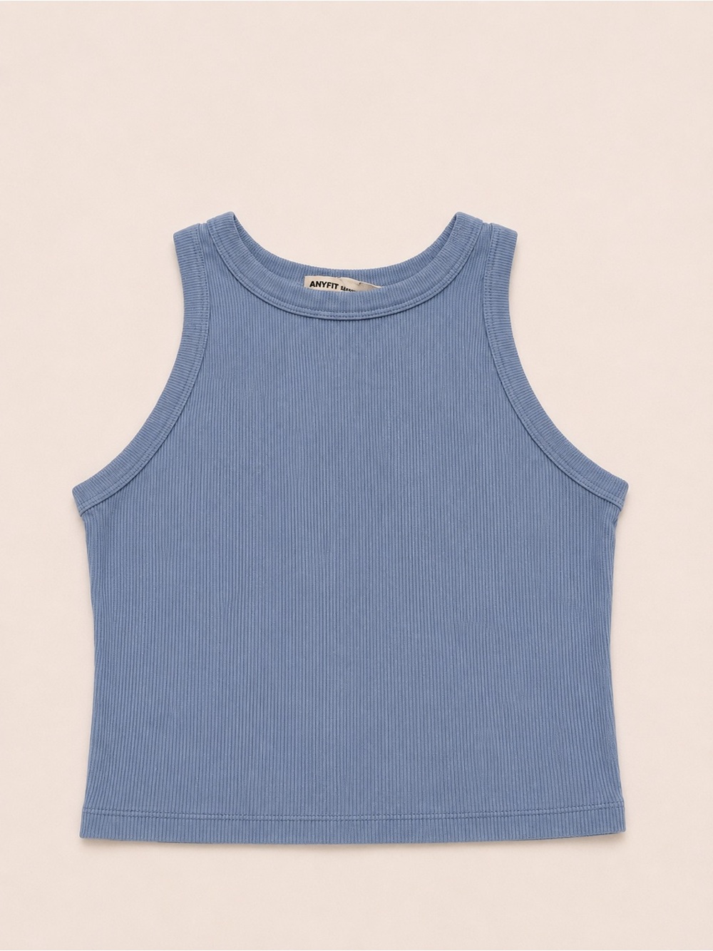 Blue Ribbed Halter Top